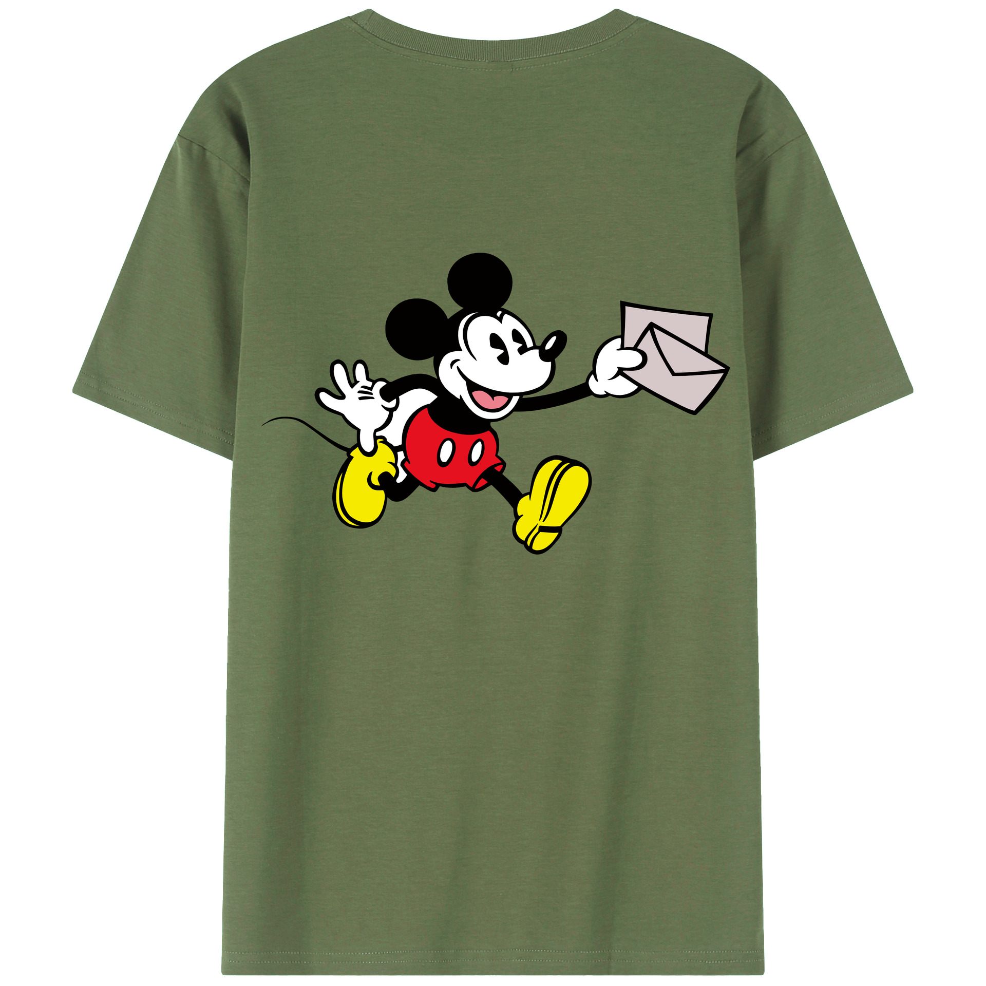 ミッキーマウス Mickey Mouse 綿100％ メンズ半袖Tシャツ（バックプリント） 通気性